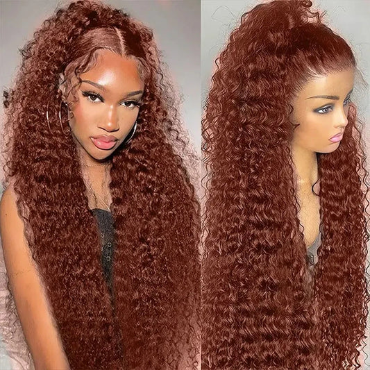 150 Density Brown Deep Curly Full Lace Wigs Human Hair Wigs