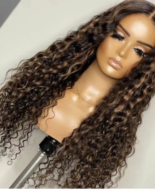 Deep Wave 150% Density 4/27 Highlight Colored 360 Lace Human Hair Wigs