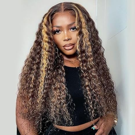Deep Wave 150% Density 4/27 Highlight Colored 360 Lace Human Hair Wigs