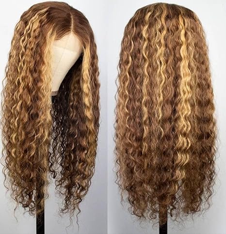 Deep Wave 150% Density 4/27 Highlight Colored 360 Lace Human Hair Wigs