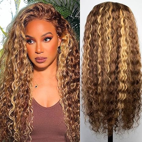 Deep Wave 150% Density 4/27 Highlight Colored 360 Lace Human Hair Wigs