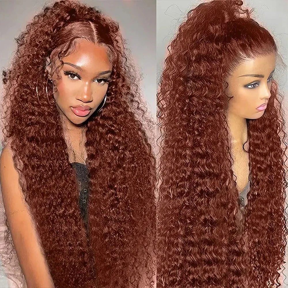 150 Density Brown Deep Curly Full Lace Wigs Human Hair Wigs