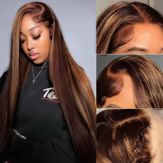 4/27 Full Lace Wig Straight Transparent Lace High Density Wigs for Black Women