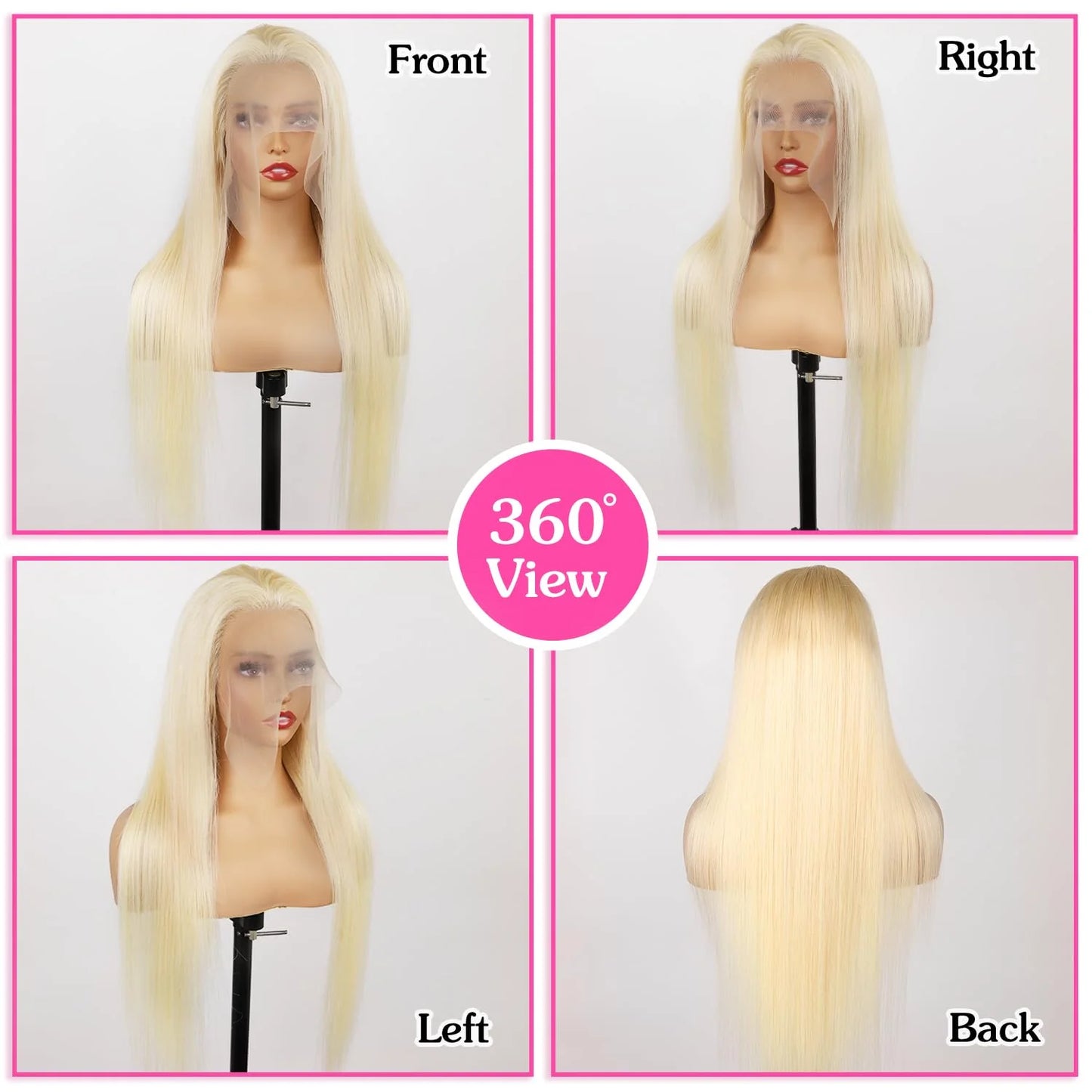 180 Density 13x4 Transparent Lace #613 Honey Blonde Color Lace Front Human Hair Wigs