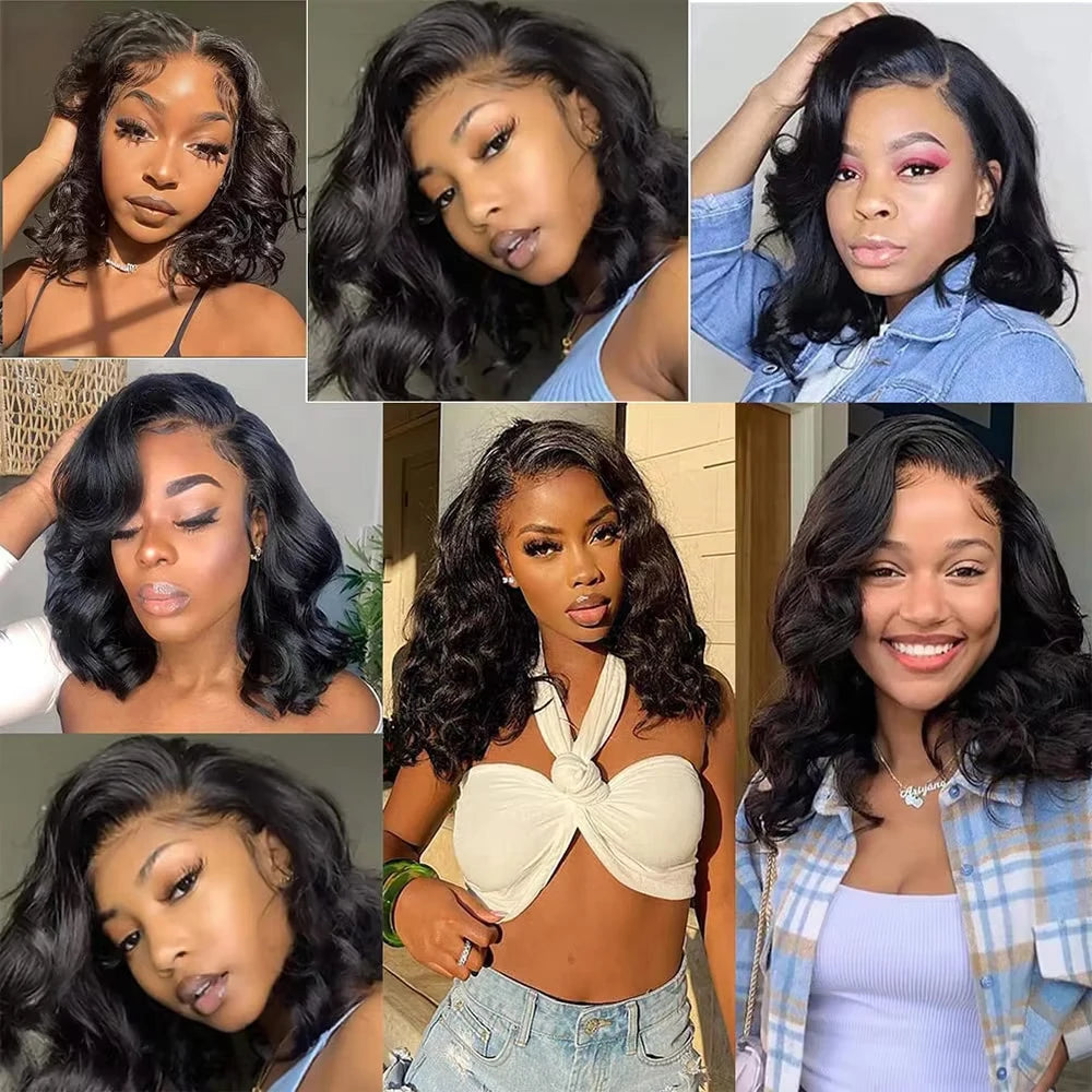 Bob Wig Natural Color Body Wave 360 Lace Human Hair Wigs For Women