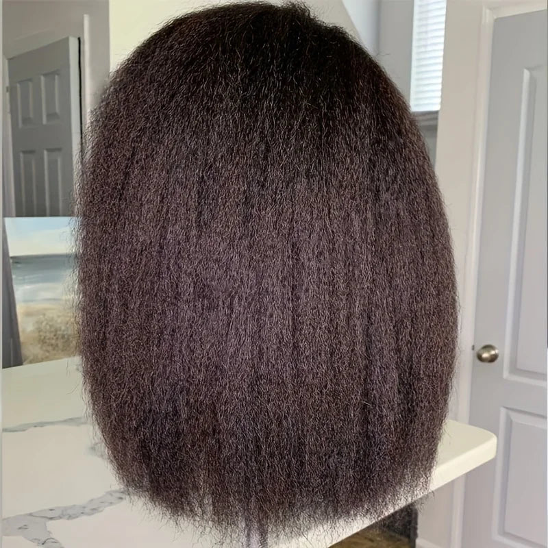 360 Lace Kinky Straight Natural Color Human Hair Wig With Baby Hair Transparent Lace