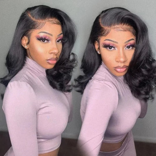 Bob Wig Natural Color Body Wave 360 Lace Human Hair Wigs For Women
