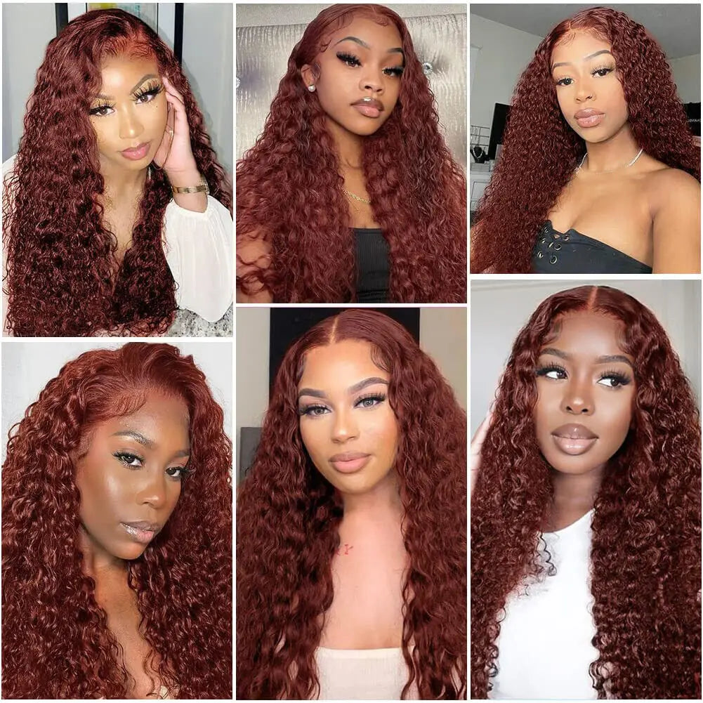 150 Density Brown Deep Curly Full Lace Wigs Human Hair Wigs