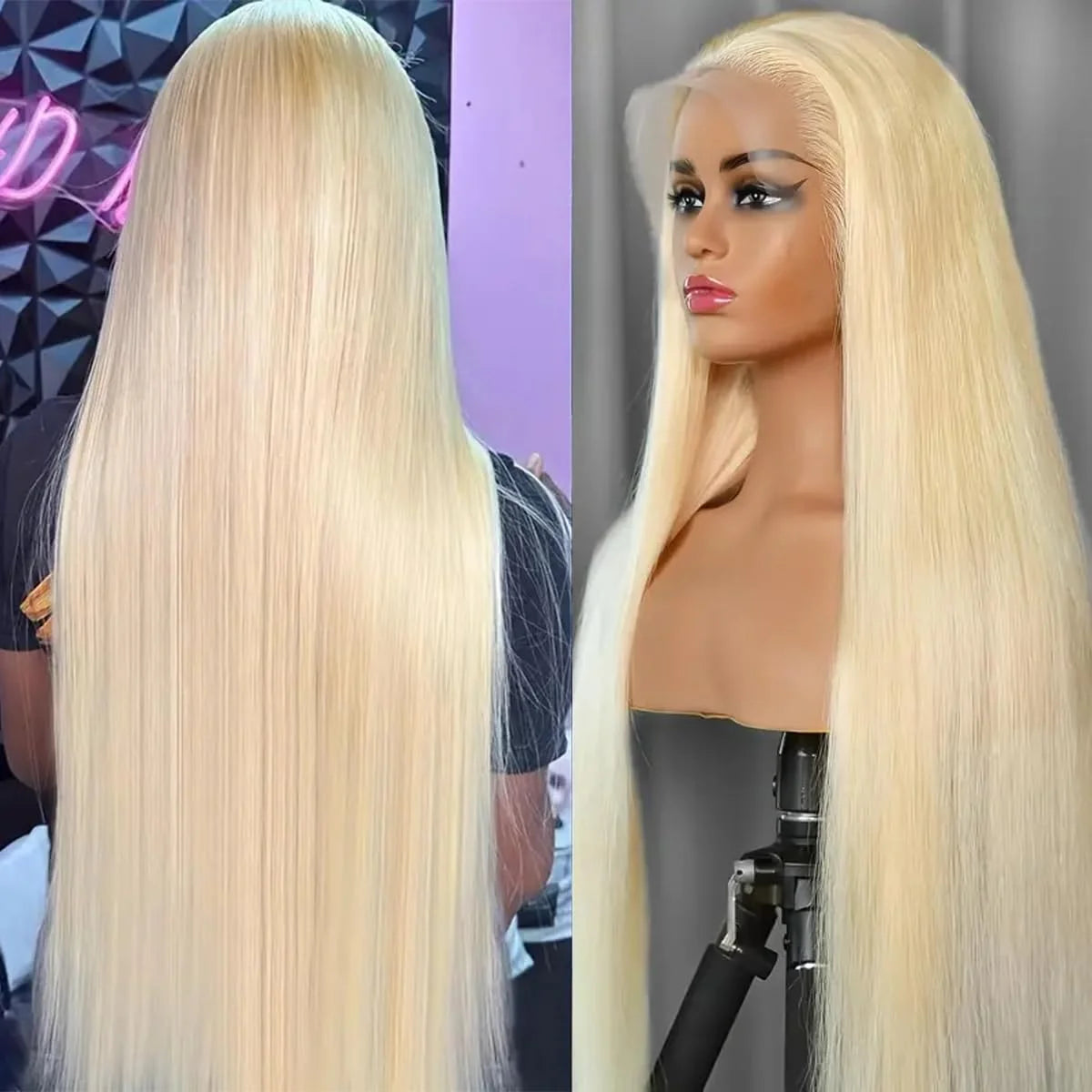 180 Density 13x4 Transparent Lace #613 Honey Blonde Color Lace Front Human Hair Wigs