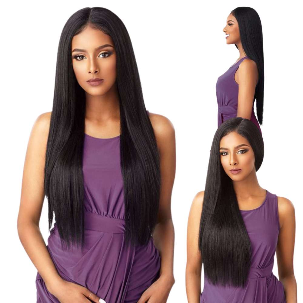 Natural Color 360 Lace Straight Human Hair Wig With Bleached Knots